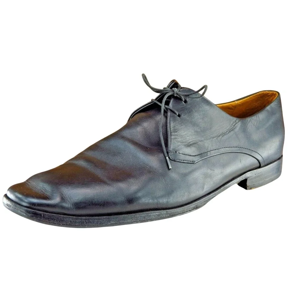 Boss Selection‎ Shoes Sz 12 M Square Toe Black Derby Oxfords Leather Men